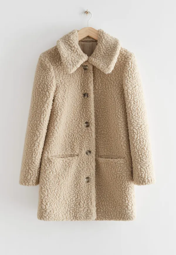 & Other Stories Kappa I Pile Beige, Kappor i storlek 38