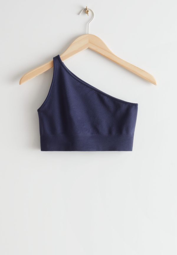 & Other Stories One Shoulder-yogatopp, Sport BH i storlek S och färg Blå
