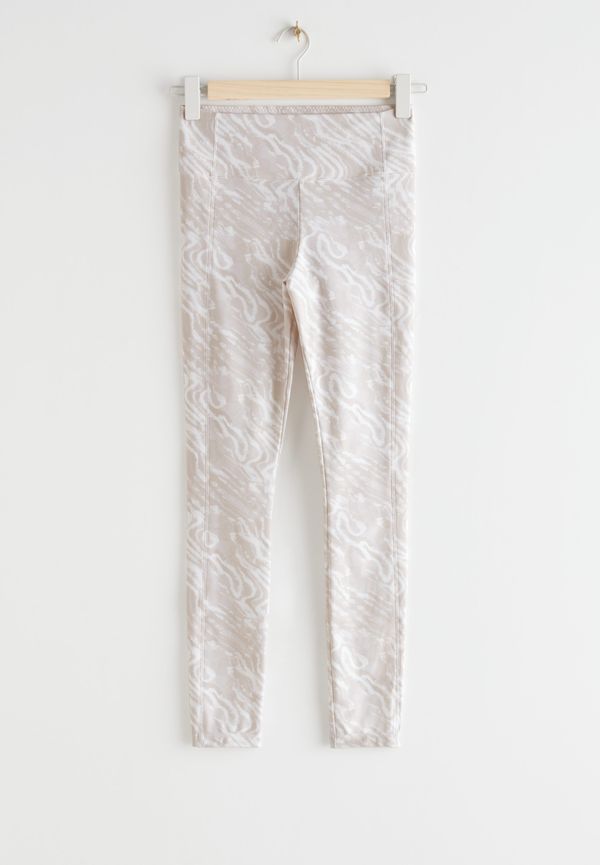 & Other Stories Snabbtorkande Yogatights Beige Marmorerad, Träningstights i storlek XS