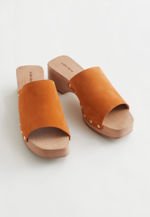 & Other Stories Träsko I Mocka Orange, Sandaler i storlek 41