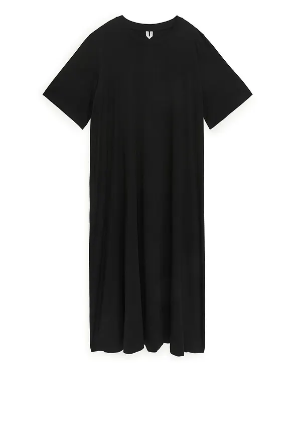 A-Line T-Shirt Midi Dress - Black