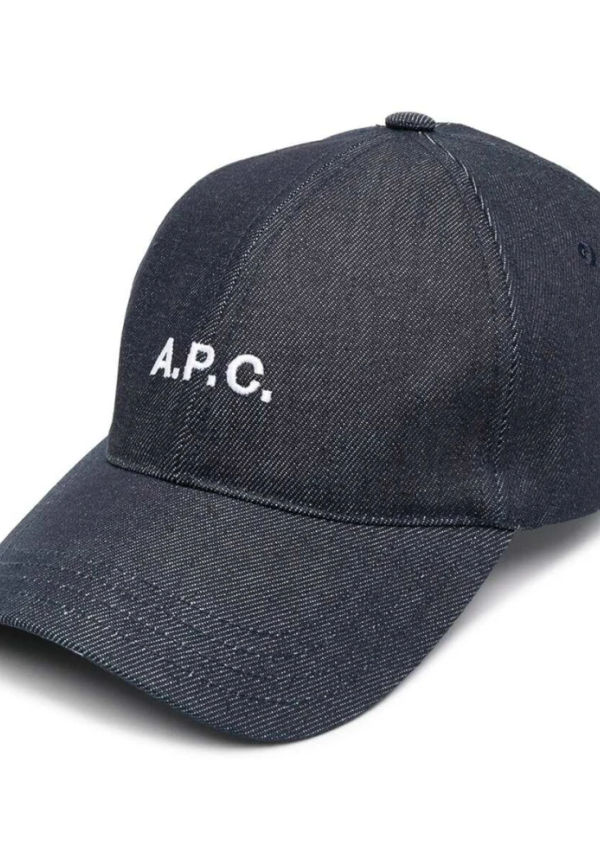 A.p.c. Logotypbroderad mössa Blå, Dam