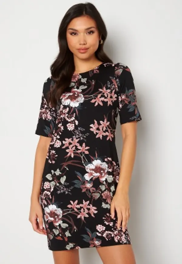Happy Holly Blenda ss dress Black / Floral 32/34L