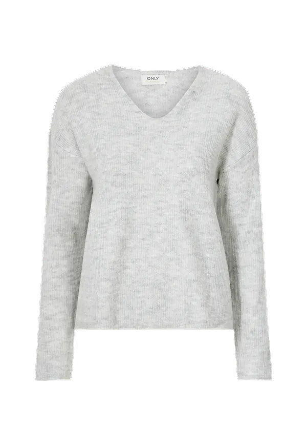Only - Tröja onlCamilla V-neck L/S Pullover Knt - Grå