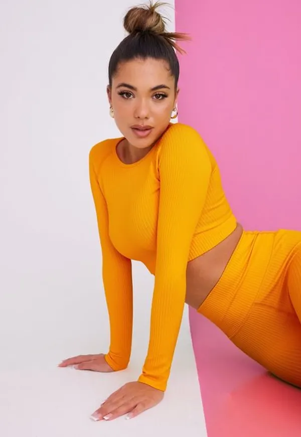 NLY Trend Athletic Seamless LS Top Långärmade toppar Orange