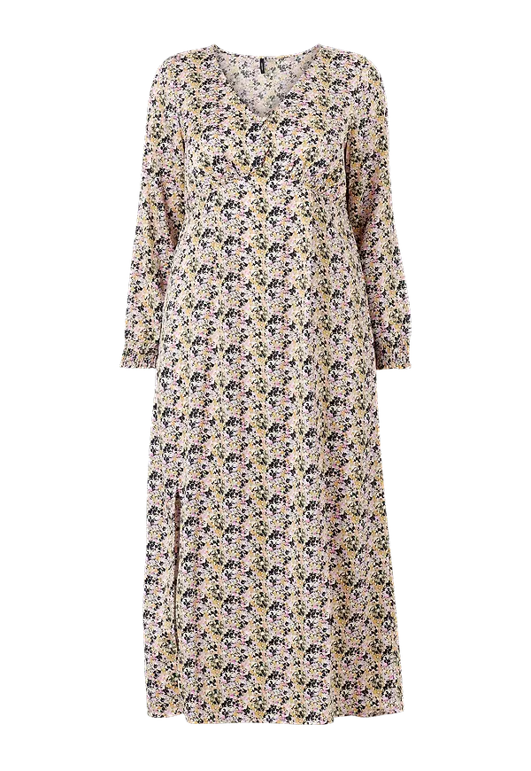 Vero Moda Curve - Maxiklänning vmMinti LS Maxi Dress - Natur