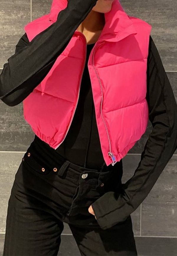 NLY Trend Cropped Puffer Vest Västar Rosa