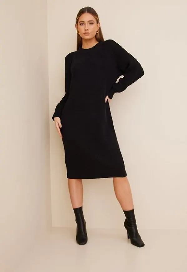 Pieces Pcolivia Ls O-Neck Knit Dress Bc Klänningar Black