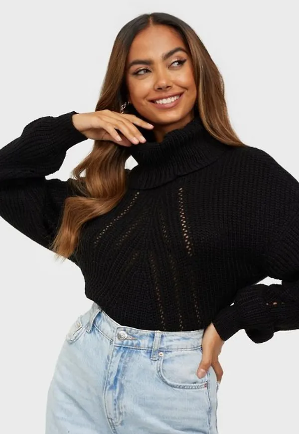 Jacqueline de Yong Jdycory Justy L/S Rollneck Pullover Stickade tröjor Black