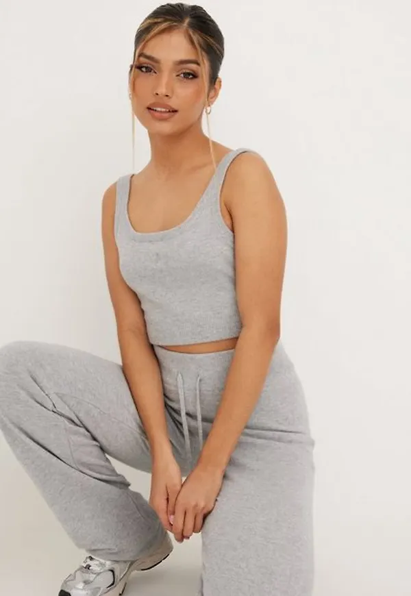 Juicy Couture Knitted Crop Cami Top Crop tops Grey Melange