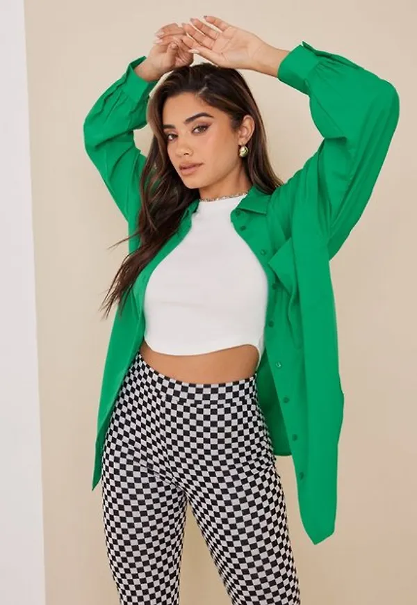 Pieces Pcfany Ls Loose Shirt D2D Skjortor Simply Green