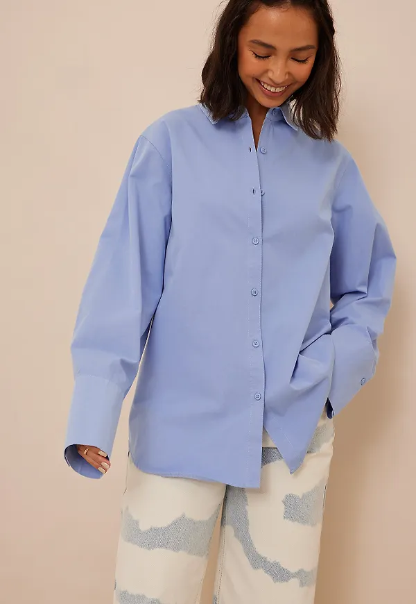 Amaka & Fia Hamelijnck x NA-KD Oversize skjorta - Blue