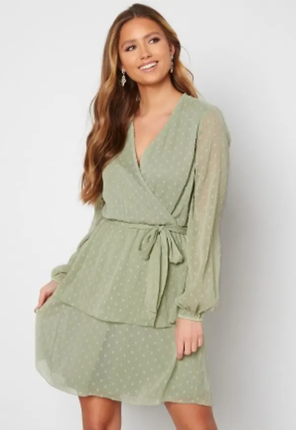 Bubbleroom Care Malva Dotted Dress Dusty green 34