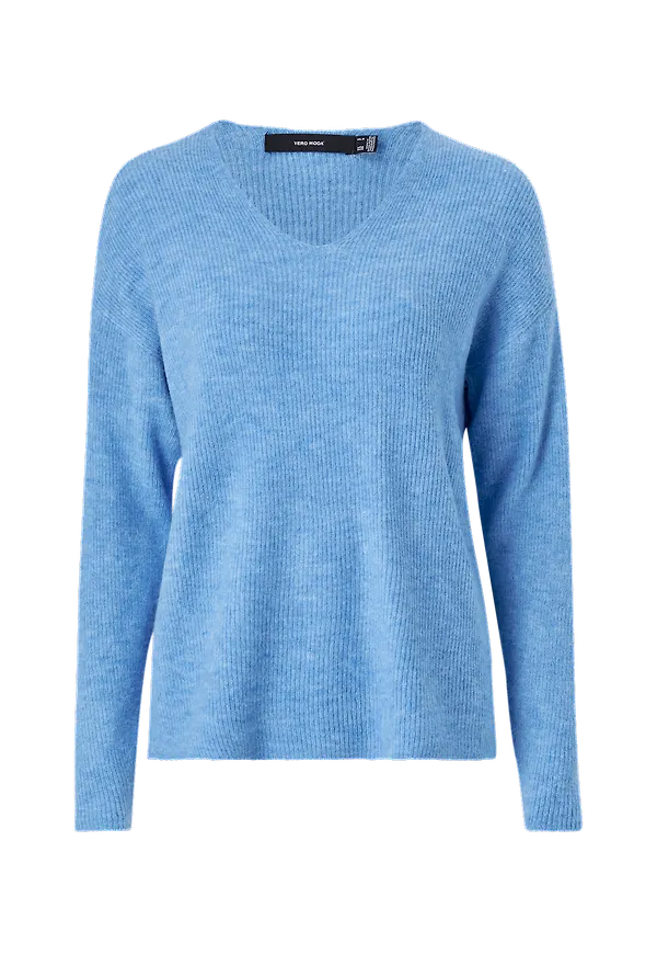 Vero Moda - Tröja vmCrewlefile LS V-neck Blouse - Blå
