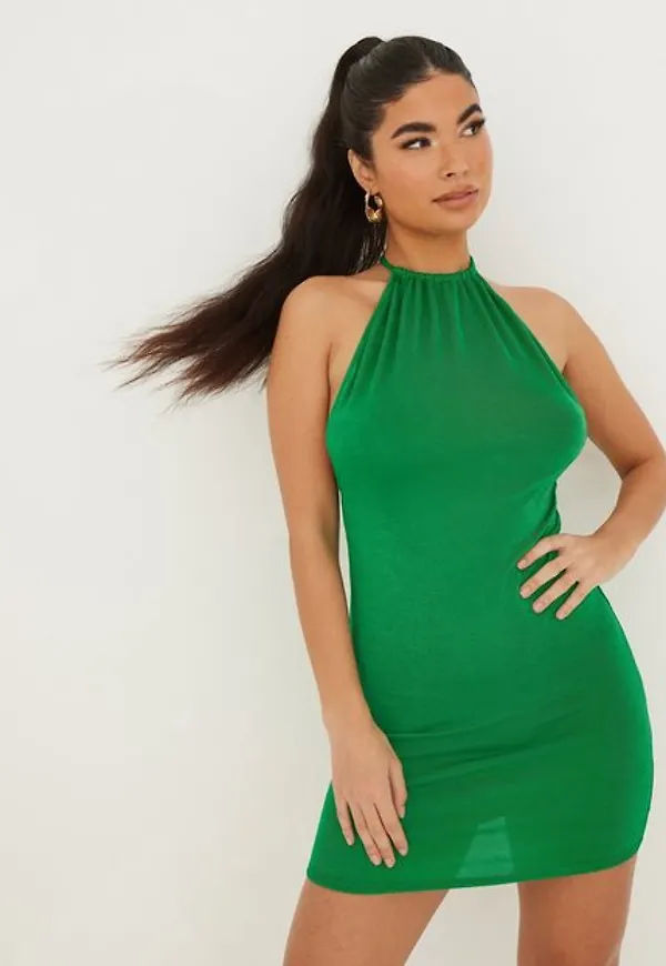 NLY One Halterneck Slinky Dress Fodralklänningar Grön