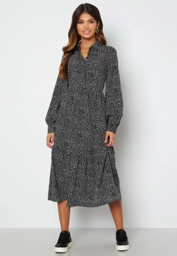 Happy Holly Laura puff sleeve dress Black / White 32/34