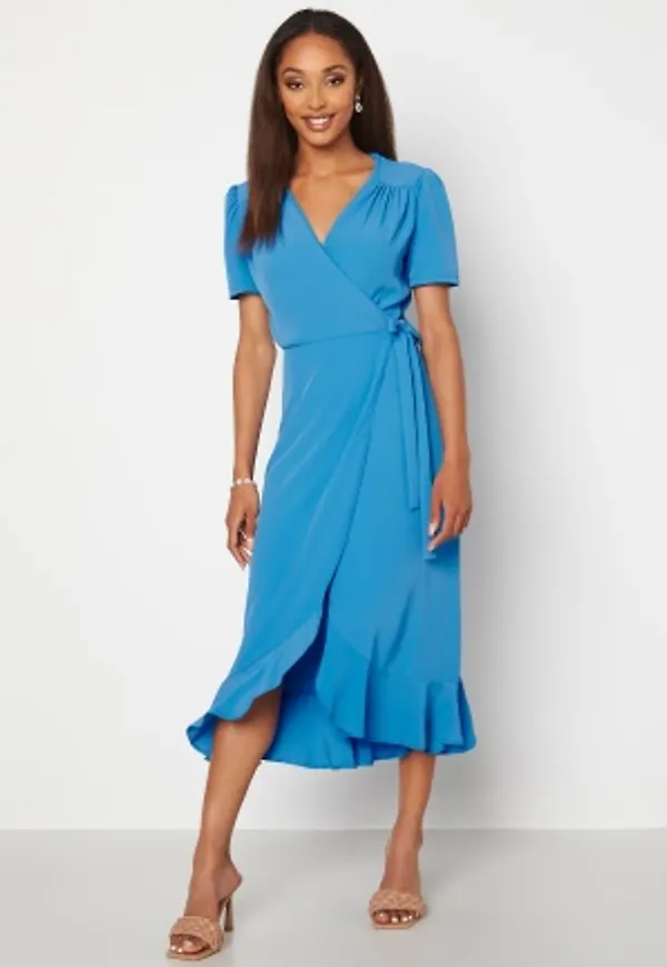 John Zack Short Sleeve Wrap Dress Dusty Blue XXL (UK18)