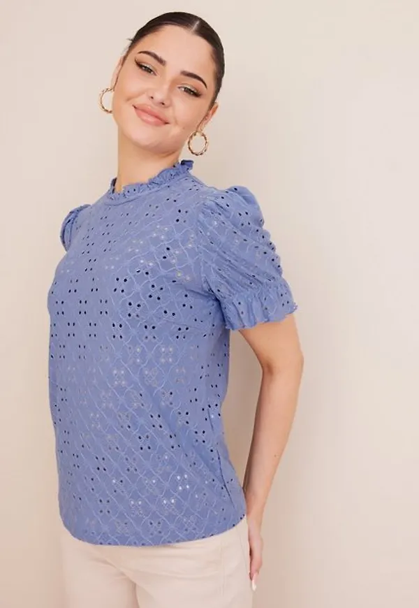 Vila Vikawa S/S Flounce Top/Su - Noos Vardagsblusar English Manor