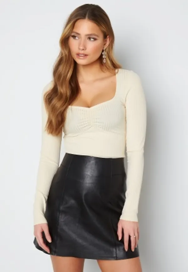 BUBBLEROOM Henly rib top Beige L