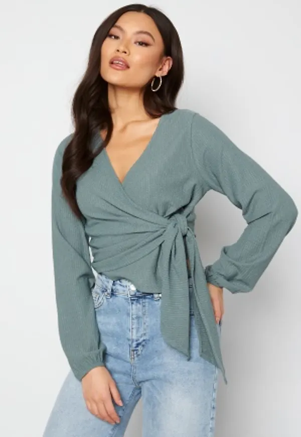 BUBBLEROOM Leighton wrap top Green L