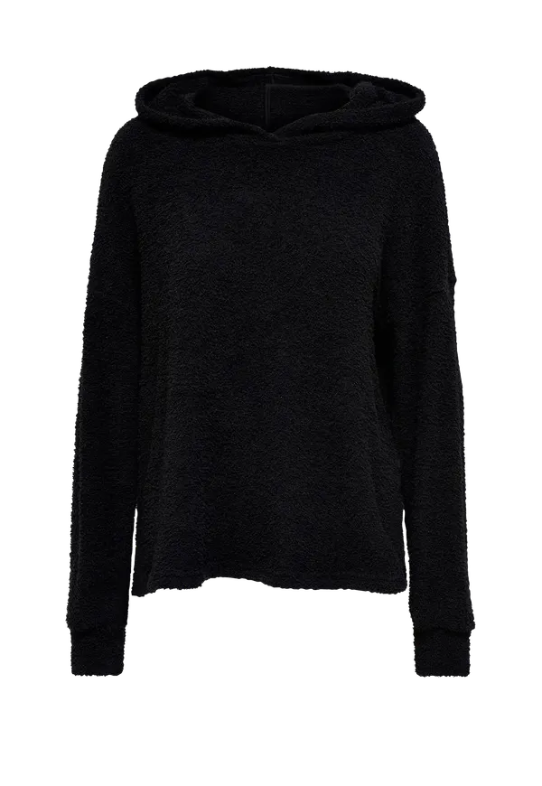 Only - Huvtröja onlFluffy L/S Hood Top Jrs - Svart