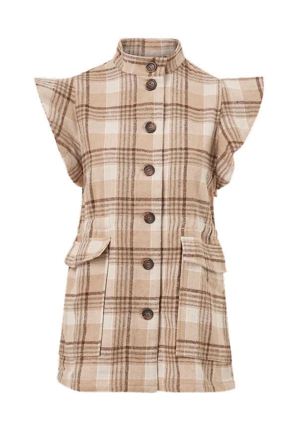 Vila - Väst viAlina C/S Checked Vest - Vit