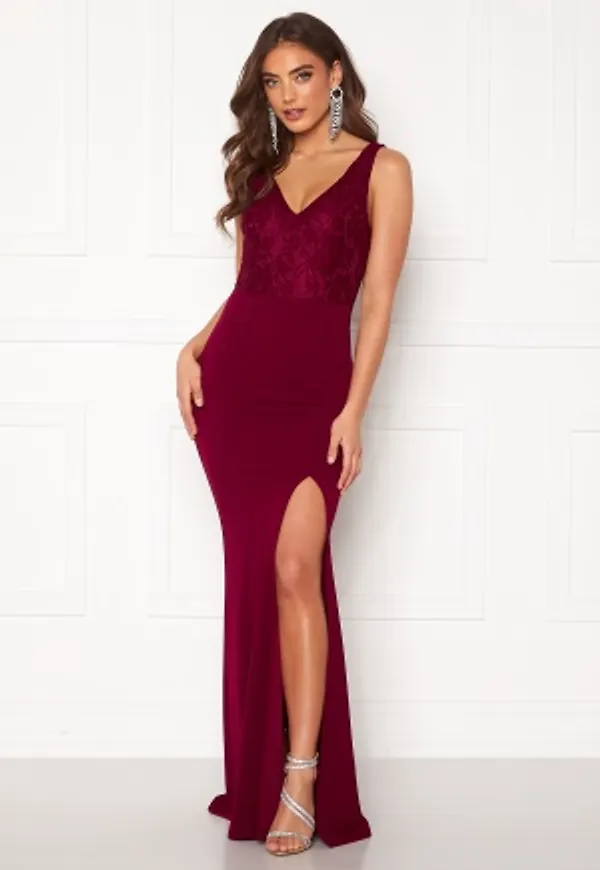 BUBBLEROOM Florence lace top prom dress Wine-red 40
