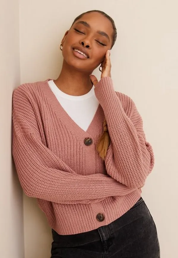 Vero Moda Vmlea Ls V-Neck Cuff Cardigan Noos Cardigans Old Rose