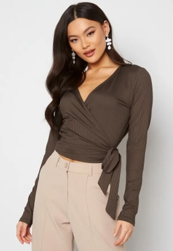 BUBBLEROOM Karla wrap top Brown L