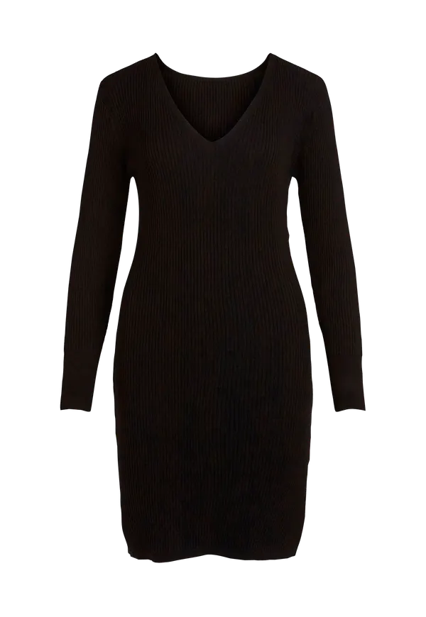 Vila - Klänning viGabbi Rev L/S Slit Dress - Svart