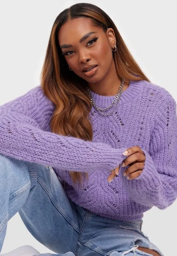 Pieces Pckassandra Ls O-Neck Knit Fd Pb Stickade tröjor Sunlit Allium