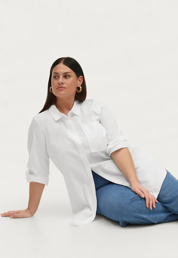 Zizzi - Långskjorta mJala Long Shirt - Vit