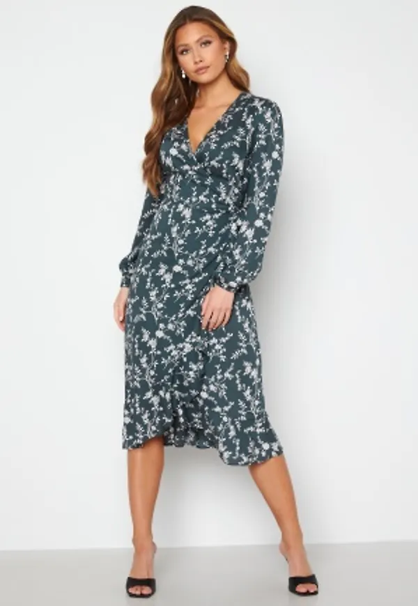 BUBBLEROOM Milia wrap dress Green / Patterned 38