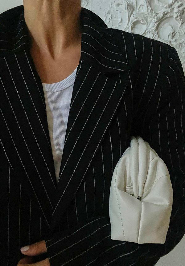 NA-KD Classic Oversize randig blazer - Black