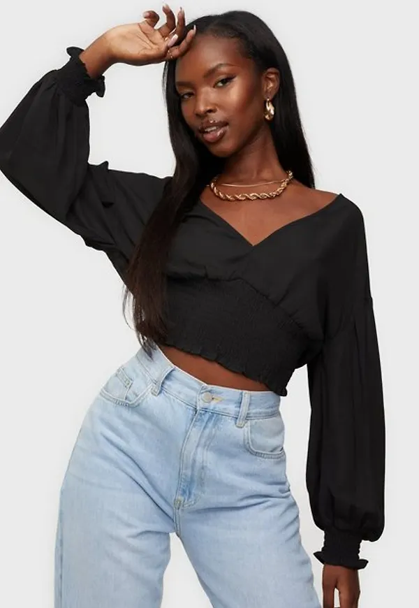 NLY Trend Smocked Waist Blouse Vardagsblusar Svart