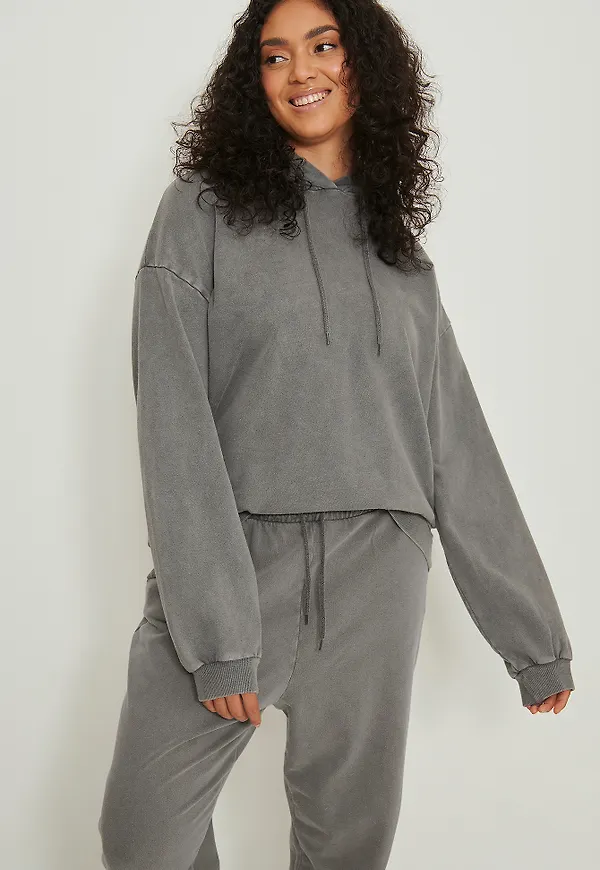 NA-KD Trend Acid wash hoodie - Grey