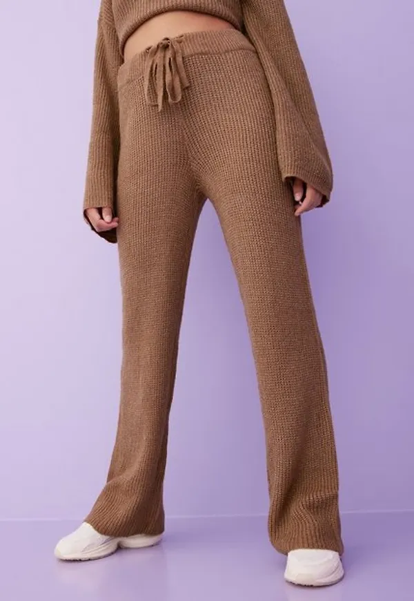 Missguided Recycled Wide Leg Pants Mjukisbyxor Mocha