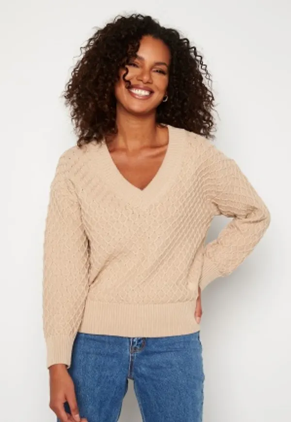 GANT Texture Cotton V-Neck 277 Dry Sand L