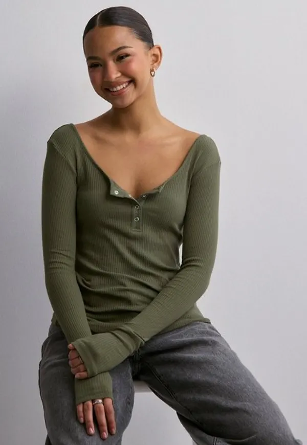 Pieces Pckitte Ls Top Noos Bc Blusar & Skjortor Deep Lichen Green