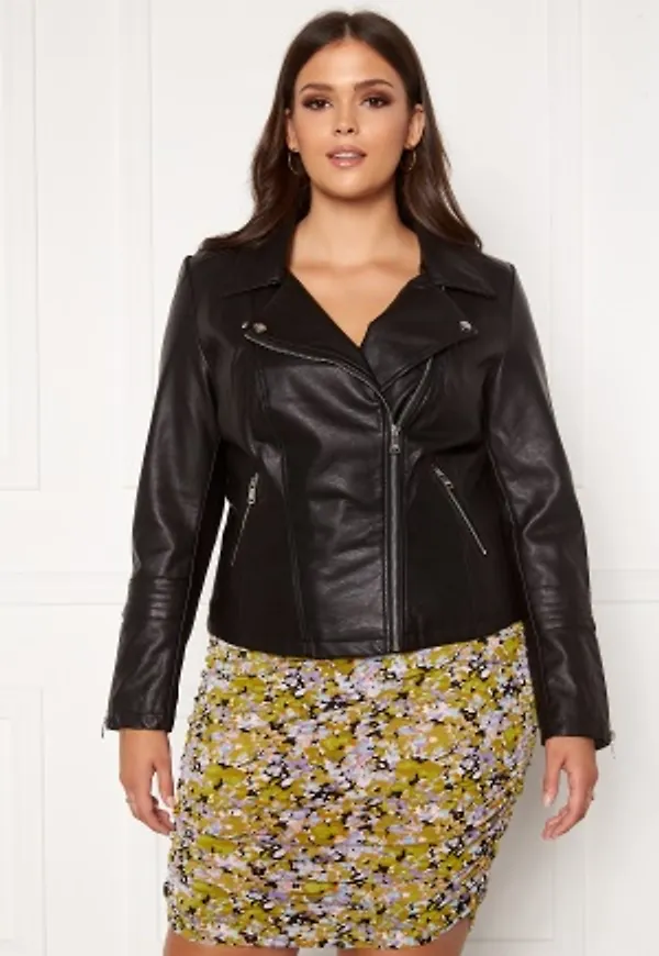 Only Carmakoma Emmy Faux Leather Biker Black 54