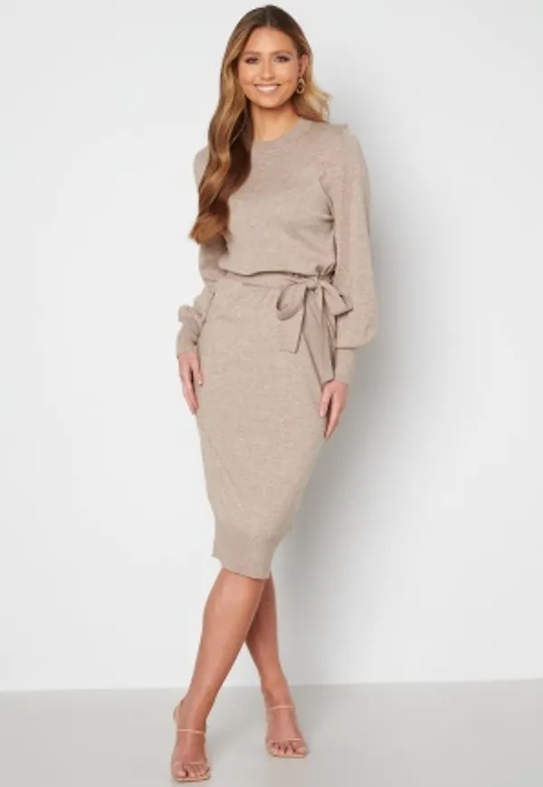 ONLY Lely O-neck Belt Dress Beige Detail: W. MEL XL