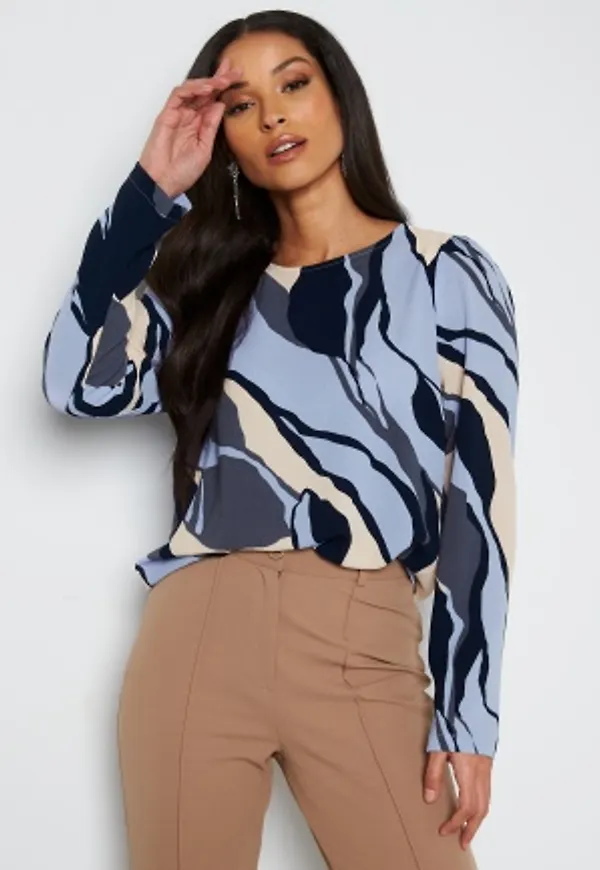 Pieces Catalina LS Top Pale Iris AOP S