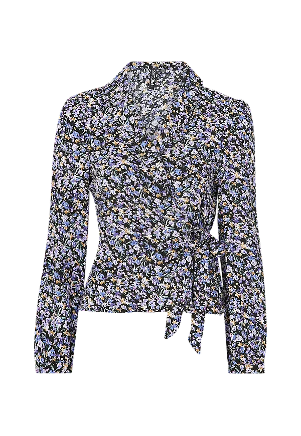 pieces - Omlottblus pcKarlee LS Wrap Top - Svart