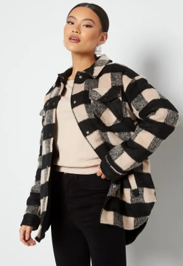 Noisy May Lulu L/S Jacket Nomad checks: Black XL