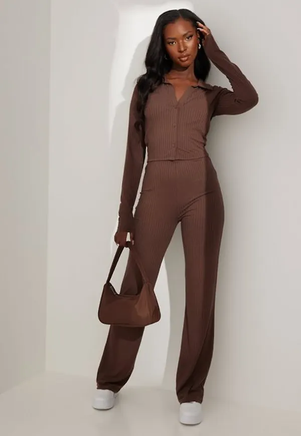NLY Trend Cute Collar Set Jumpsuits Brun