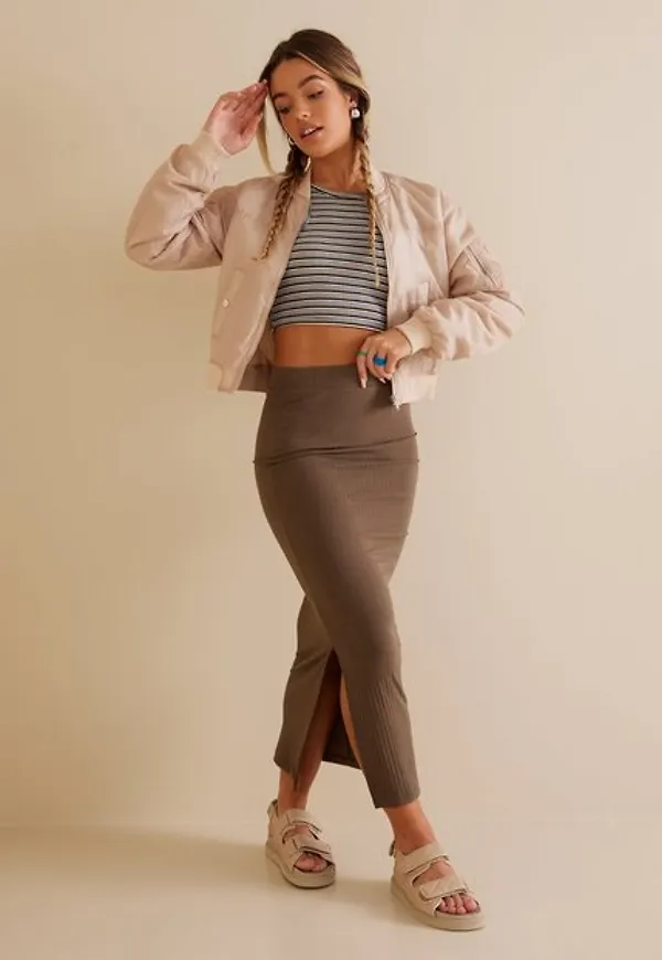Only Onlkaya Slit Skirt Jrs Midikjolar Walnut