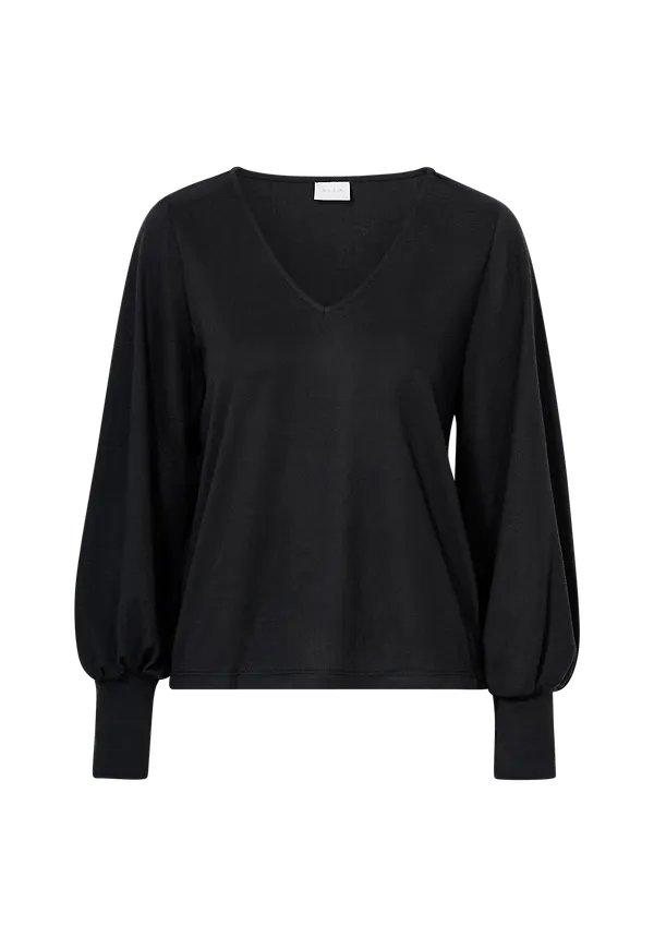 Vila - Topp viInfa V-Neck L/S Top - Svart