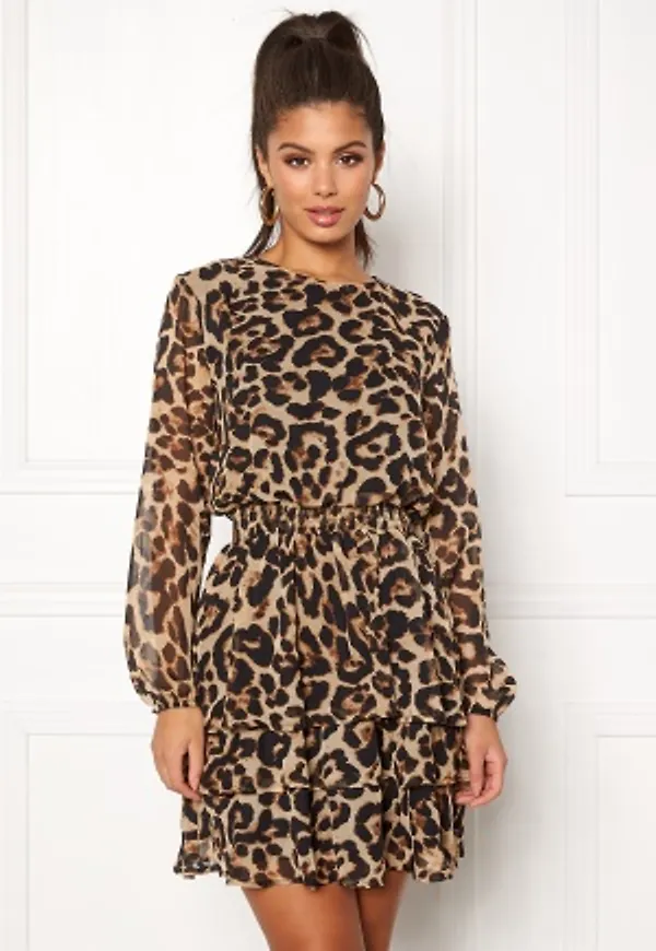 Sisters Point Nicoline LS Dress 201 Brown/Leo S