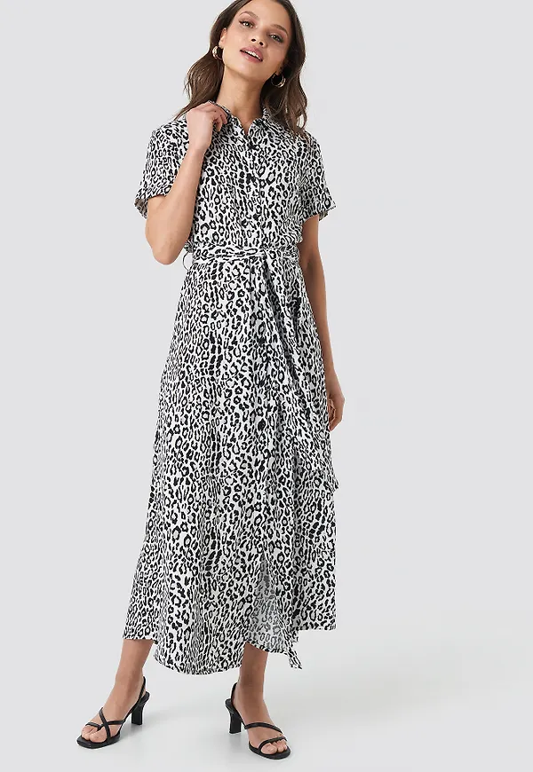 NA-KD Short Sleeve Maxi Dress - Multicolor