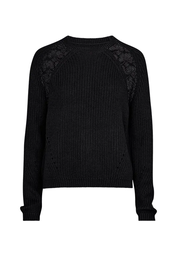 Only - Tröja onlMaga L/S Lace Pullover - Svart